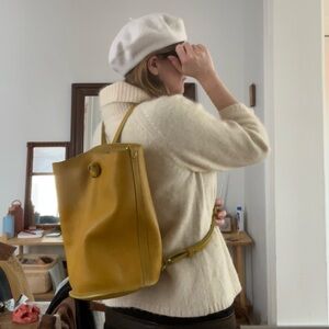 Yellow Leather Bucket Bag
